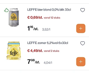 Leffe 0,0% en Leffe zomer goedkoper