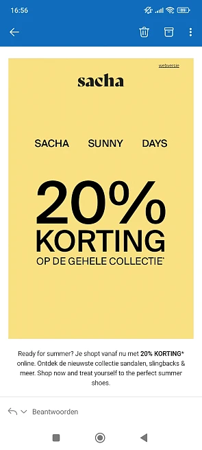 Sacha: 20% korting