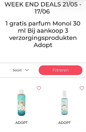 Gratis parfum dankzij Di bij aankoop van 3 stuks Adopt