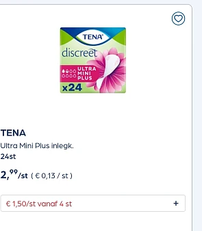 Verschillende tena veel goedkoper
