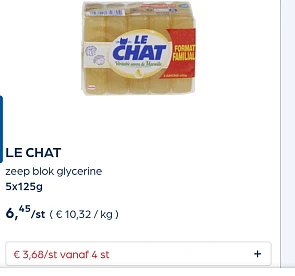 Le chat zeep blok glycerine 5x125g goedkoper