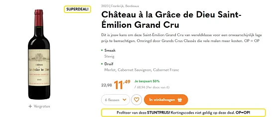 Château à la Grâce de Dieu – Saint-Émilion Grand Cru nu aan halve prijs!