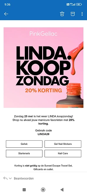 20% korting bij Pink Gellac