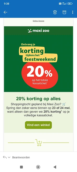Maxizoo: -20% in de winkels