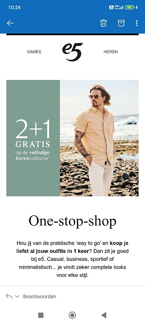 2+1 gratis op de volledige herencollectie bij e5