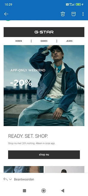 20% korting in de g star app