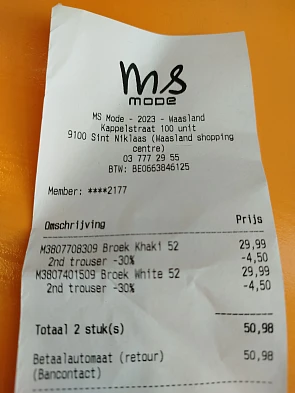 €9 korting ms mode 2e broek aan -30%