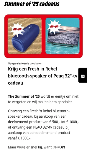 Gratis Fresh 'n Rebel bluetooth-speaker of Peaq 32"-tv