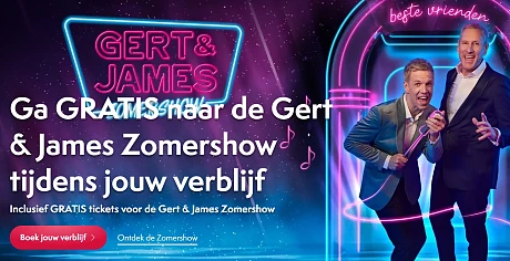 Gratis naar Gert & James Zomershow bij jouw verblijf (en 15% korting) 🎙️