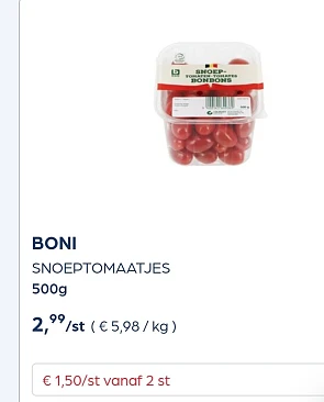 snoeptomaatjes, aardbeien veel goedkoper