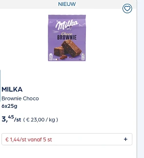 MILKA Brownie Choco 6x25g veel goedkoper