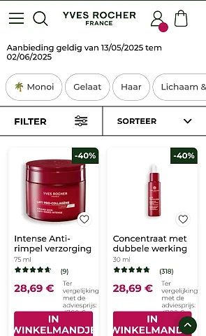 Weg met de rimpels en met 40% korting bij Yves Rocher