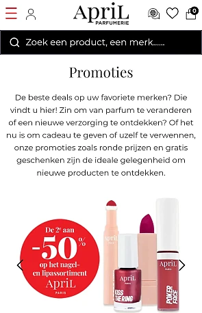 50% korting op april bij je 2de artikel