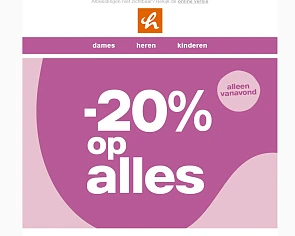 20% op alles bij Vanharen deze avond vanaf 17u