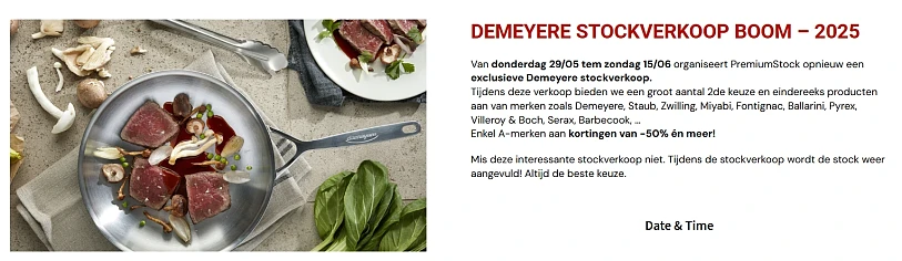 Stockverkoop Demeyere aan -50% of meer (+ andere merken) te Boom 🍴