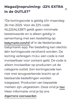 Magazijnopruiming: 22% extra korting op de outlet