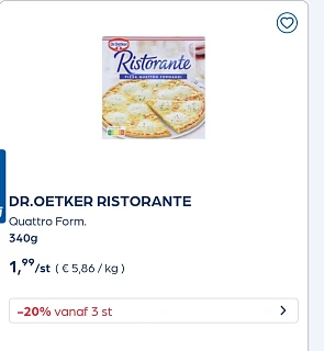 Dr. Oetker ristorante -20% extra op promo van 'AH