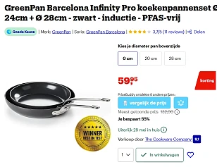 GreenPan Barcelona Infinity Pro koekenpannenset 24cm + 28cm - zwart - inductie