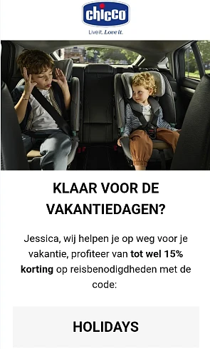Tot wel 15% korting op reisbenodigdheden op chicco.be