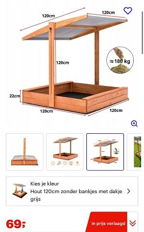 Houten Zandbak met Verstelbaar Dak