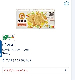 Verschillende céréal koeken goedkoper