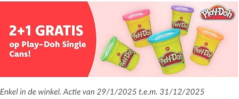 2 + 1 gratis op Play-Doh Single Cans