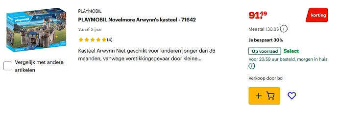 Tot -37% op Playmobil bij Bol
