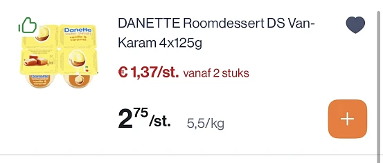 Danette roomdessert vanille-karamel 4x125 gram -50.%