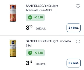 San Pellegrino light blik 33 cl -50% bovenop goedkope prijs