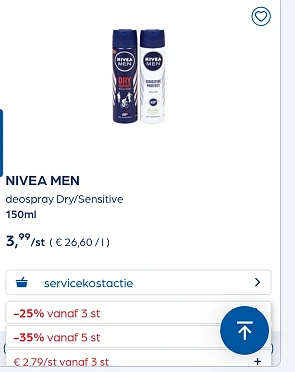 Verschillende nivea men deo -35% extra