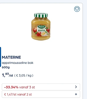 MATERNE appelmousseline -33,34% extra
