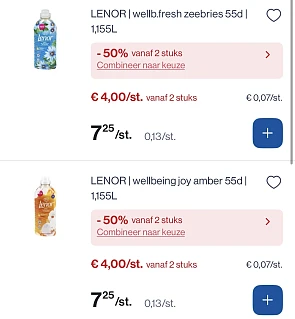 Lenor vloeibaar -50% bovenop goedkopere prijs