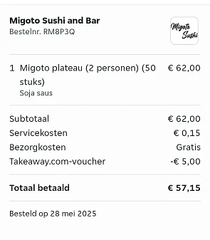 Take away €5 korting