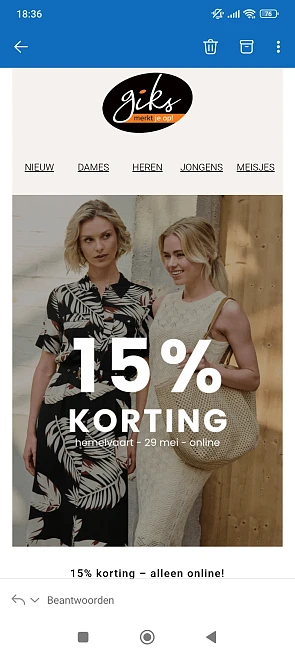 Giks: 15% korting