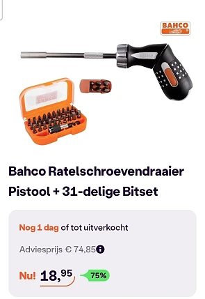 Bahco Ratelschroevendraaier Pistool + 31-delige Bitset