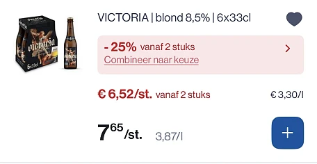 Victoria blond bier 6x33 cl met dubbele korting