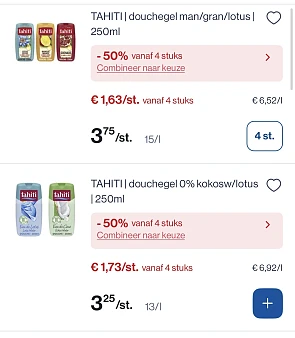 Verschillende Tahiti douchegel -50% extra