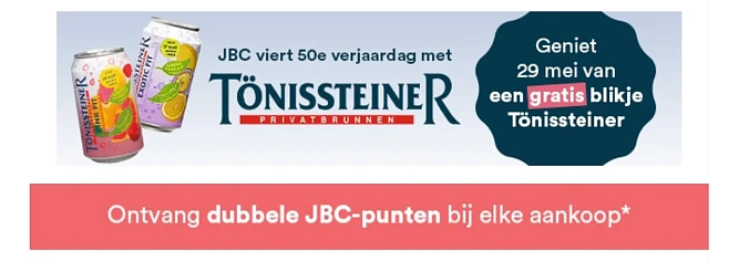 Gratis blikje Tönissteiner en dubbele punten bij JBC