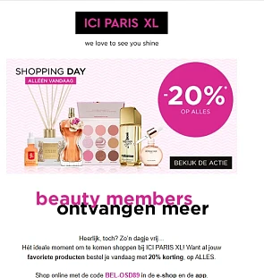 20% korting bij ICI Paris XL