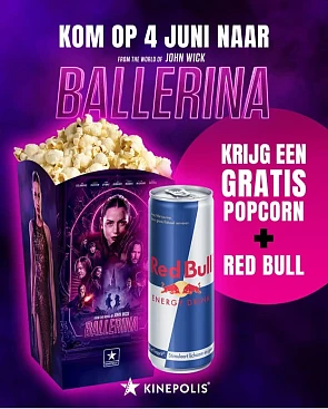 Gratis popcorn én Red Bull tijdens de relaese van de film "Ballerina"