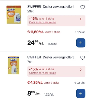 Swiffer goedkoper let daarbovenop -15% korting