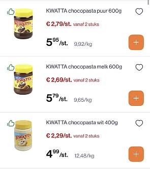 Kwatta chocopasta -50% reactie op Lidl 1+1