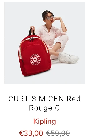 Kipling rugzak vanaf 33€ op shopping event VIP