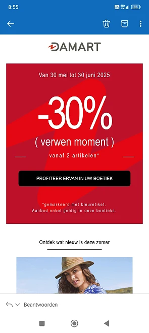 Damart: tot -30% in de winkels
