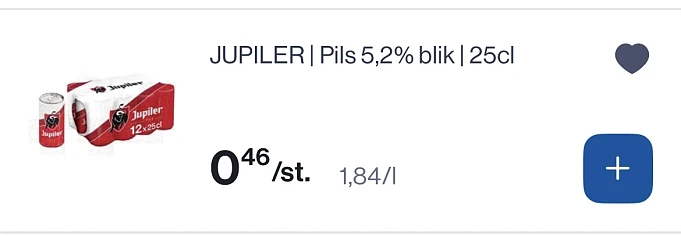 Jupiler 25 cl blik -50% reactie Delhaize online deal 1+1 gratis