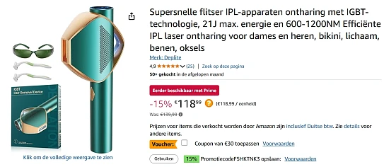 ontharingsapparaat flitser