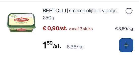 Bertolli smeerboter olijfolie vlootje 250 gram reactie online deal Delhaize