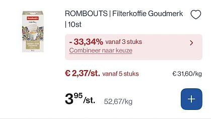 Rombouts koffie met dubbele korting -33,34% bovenop goedkopere prijs