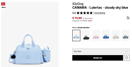 Tot -50% korting Kipling luiertas 👶 bij Zalando