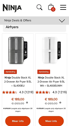 Airfryers tot 30% op Ninja kitchen